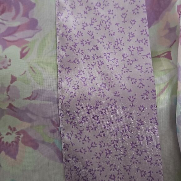 Jaclyn Smith Sleepwear Ladies Pullover Floral Robe W Satin Trim Medium Lavender - Picture 13 of 16